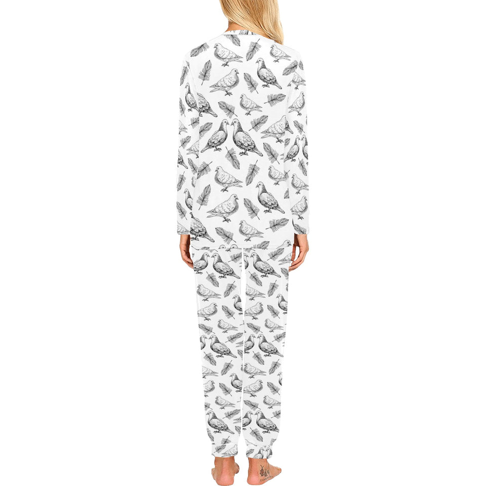 Pigeon Pattern Print Design 05 Women's All Over Print Pajama Set