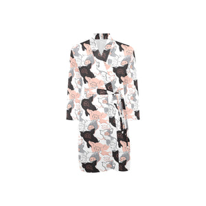 Pig Pattern Print Design 05 Men's Long Sleeve Belted Night Robe