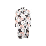 Pig Pattern Print Design 05 Men's Long Sleeve Belted Night Robe