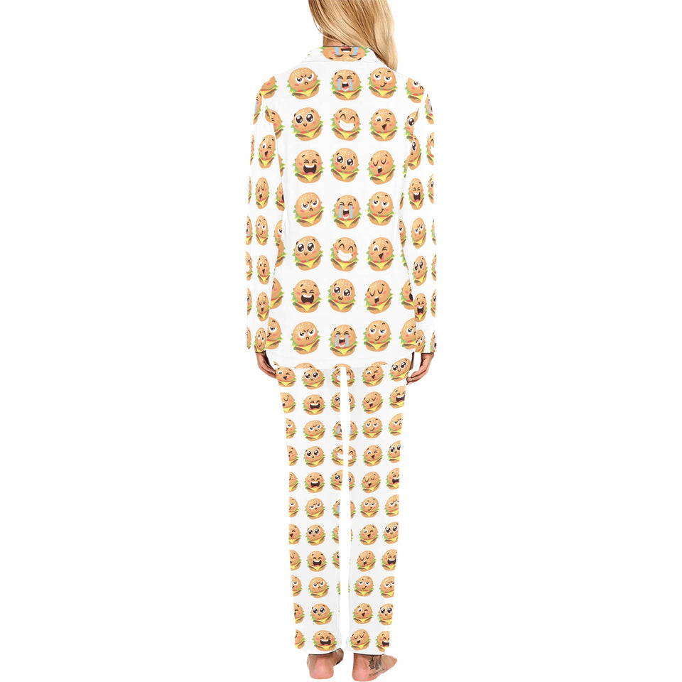 Hamburger Pattern Print Design 04 Women's Long Pajama Set