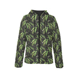 Green Peas Pattern Print Design 02 Women's Padded Hooded Jacket