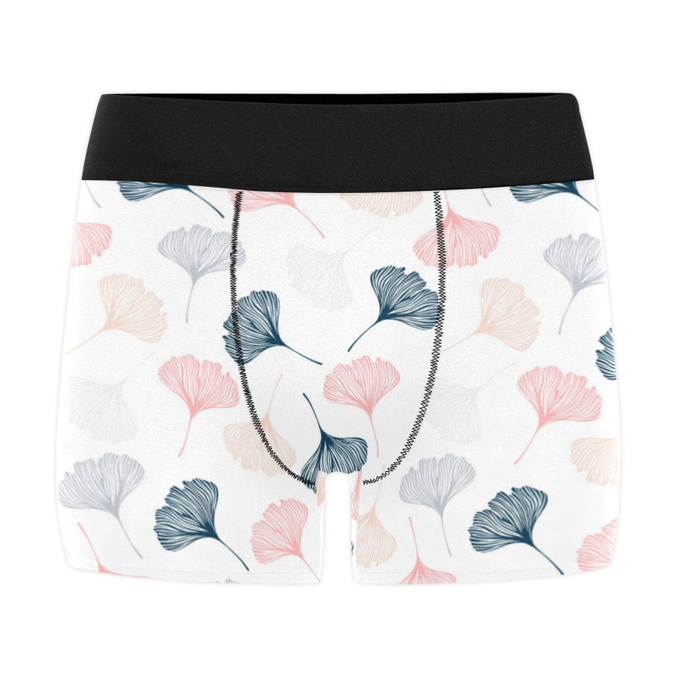 Black Gray Cream coral ginkgo leaves pattern Men's All Over Print Boxer Briefs Men's Underwear
