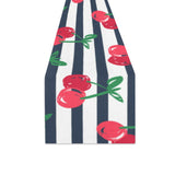 Hand drawn cherry pattern striped background Table Runner