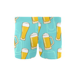 Beer pattern green background Men's Swimming Trunks