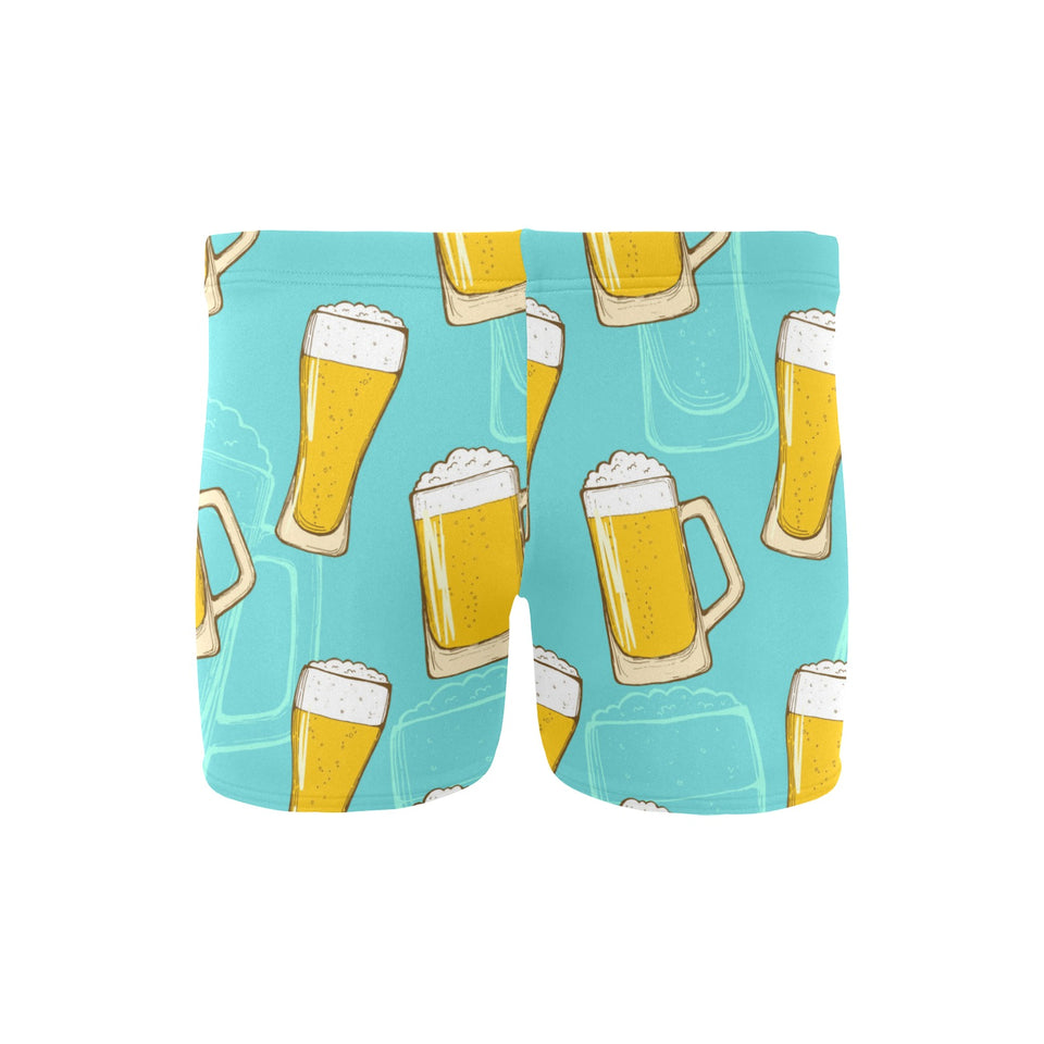 Beer pattern green background Men's Swimming Trunks