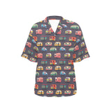 Camper Van Pattern Print Design 02 Women's All Over Print Hawaiian Shirt