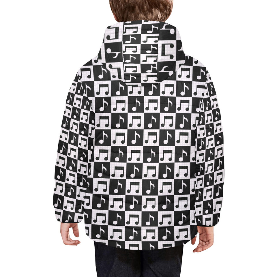 Music Notes Pattern Print Design 01 Kids' Boys' Girls' Padded Hooded Jacket