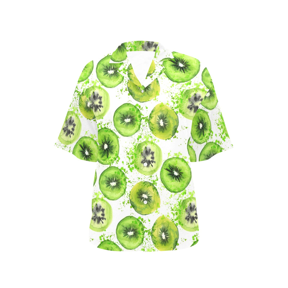 Watercolor kiwi pattern Women's All Over Print Hawaiian Shirt