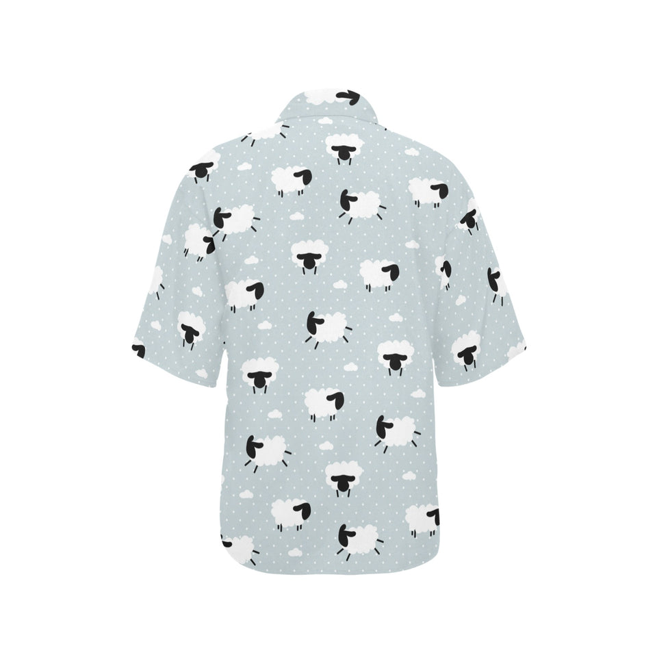 Sheep polka dot cloud pattern Women's All Over Print Hawaiian Shirt