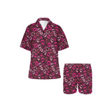 Lips Pattern Print Design 03 Women's V-Neck Short Pajama Set