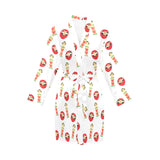 Daruma japanese wooden doll Women's Long Sleeve Belted Night Robe