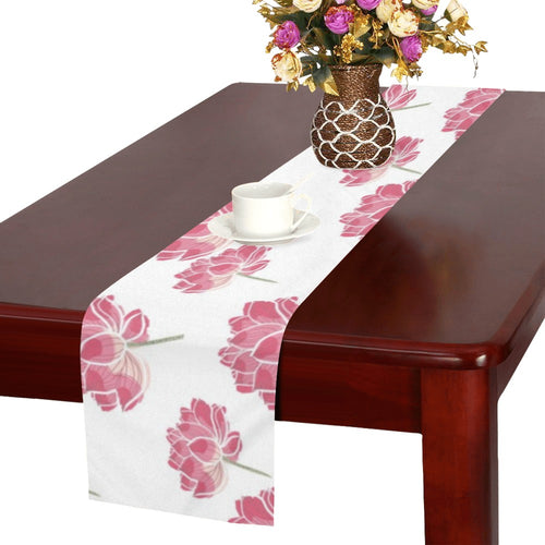 Pink lotus waterlily pattern Table Runner