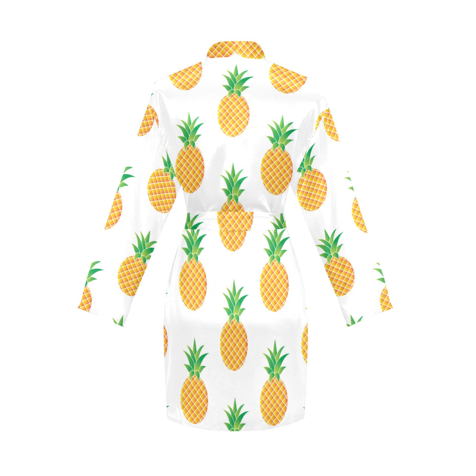 Pineapples pattern Women's Long Sleeve Belted Night Robe