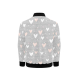 Heart pattern gray background Kids' Boys' Girls' Bomber Jacket