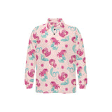 Cute little mermaid pattern Men's Long Sleeve Polo Shirt