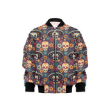 Sugar skulls flower maxican pattern Kids' Boys' Girls' Bomber Jacket