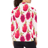 dragon fruits design pattern Women's Long Sleeve Polo Shirt