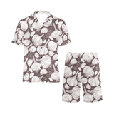 Garlic bulb dark background Men's V-Neck Short Pajama Set