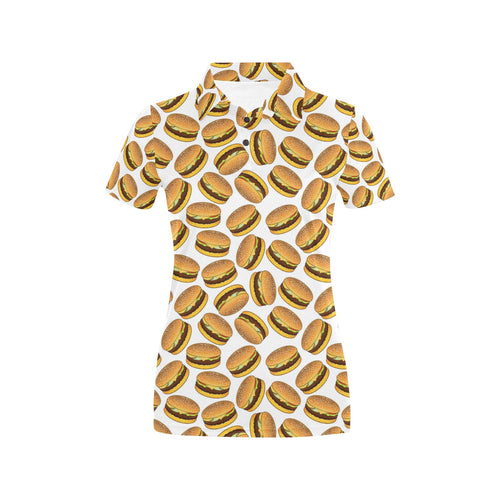 Hamburger Pattern Print Design 03 Women's All Over Print Polo Shirt