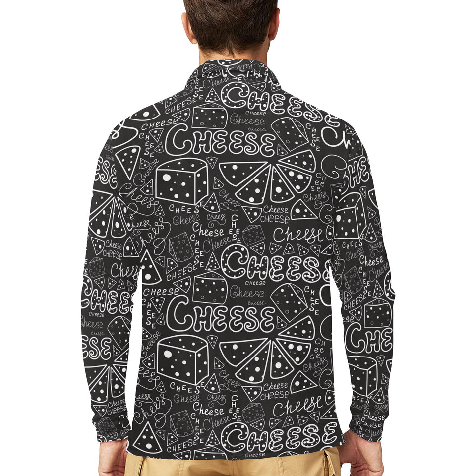 Handwritten cheese pattern Men's Long Sleeve Polo Shirt
