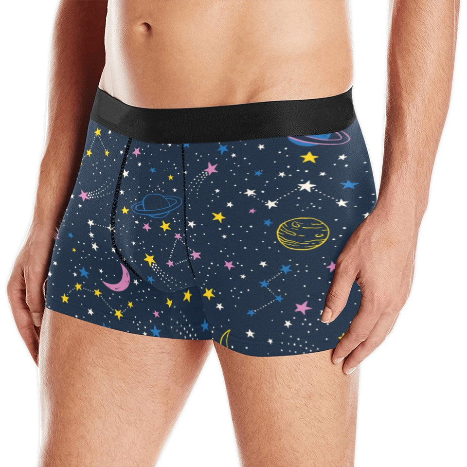 space pattern with planets, comets, constellations Men's All Over Print Boxer Briefs Men's Underwear