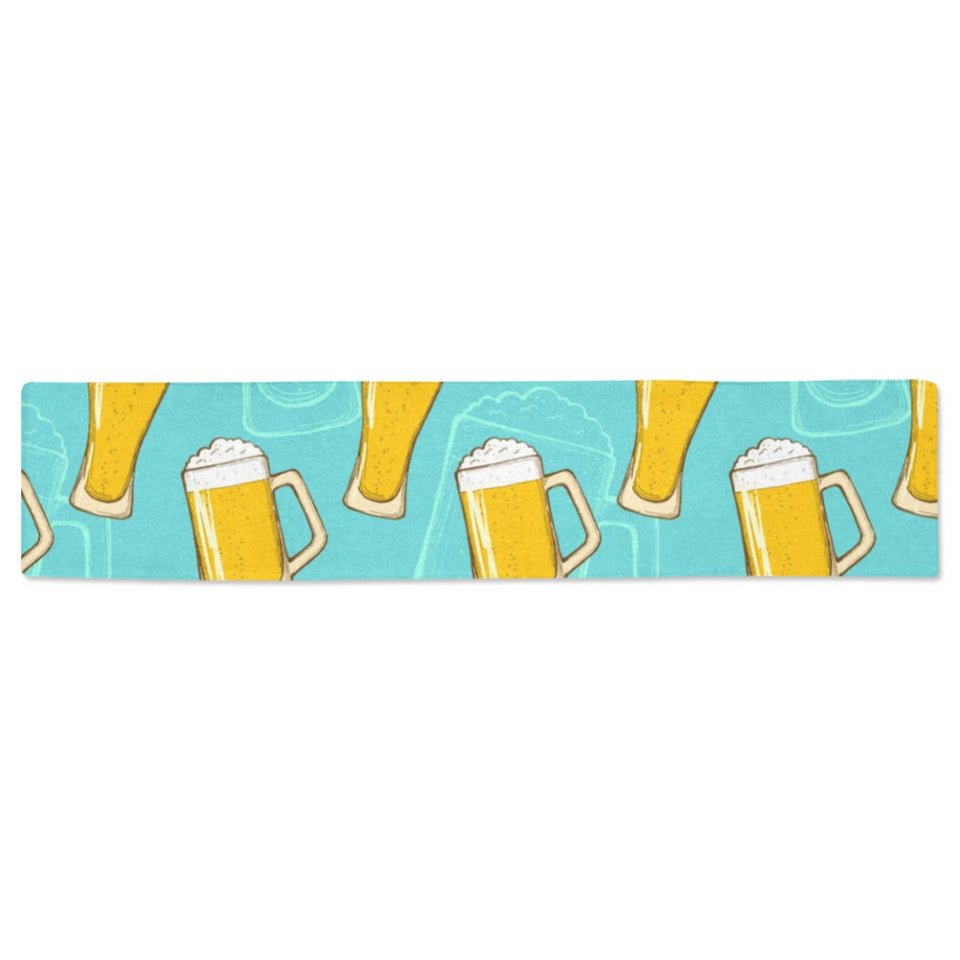 Beer pattern green background Table Runner