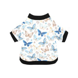 blue butterfly pattern All Over Print Pet Dog Round Neck Fuzzy Shirt