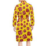 Dice Pattern Print Design 04 Men's Long Sleeve Belted Night Robe