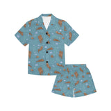 Sea otters pattern Kids' Boys' Girls' V-Neck Short Pajama Set