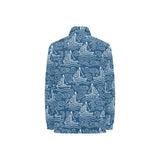 Hand drawn sailboat pattern Women's Long Sleeve Polo Shirt