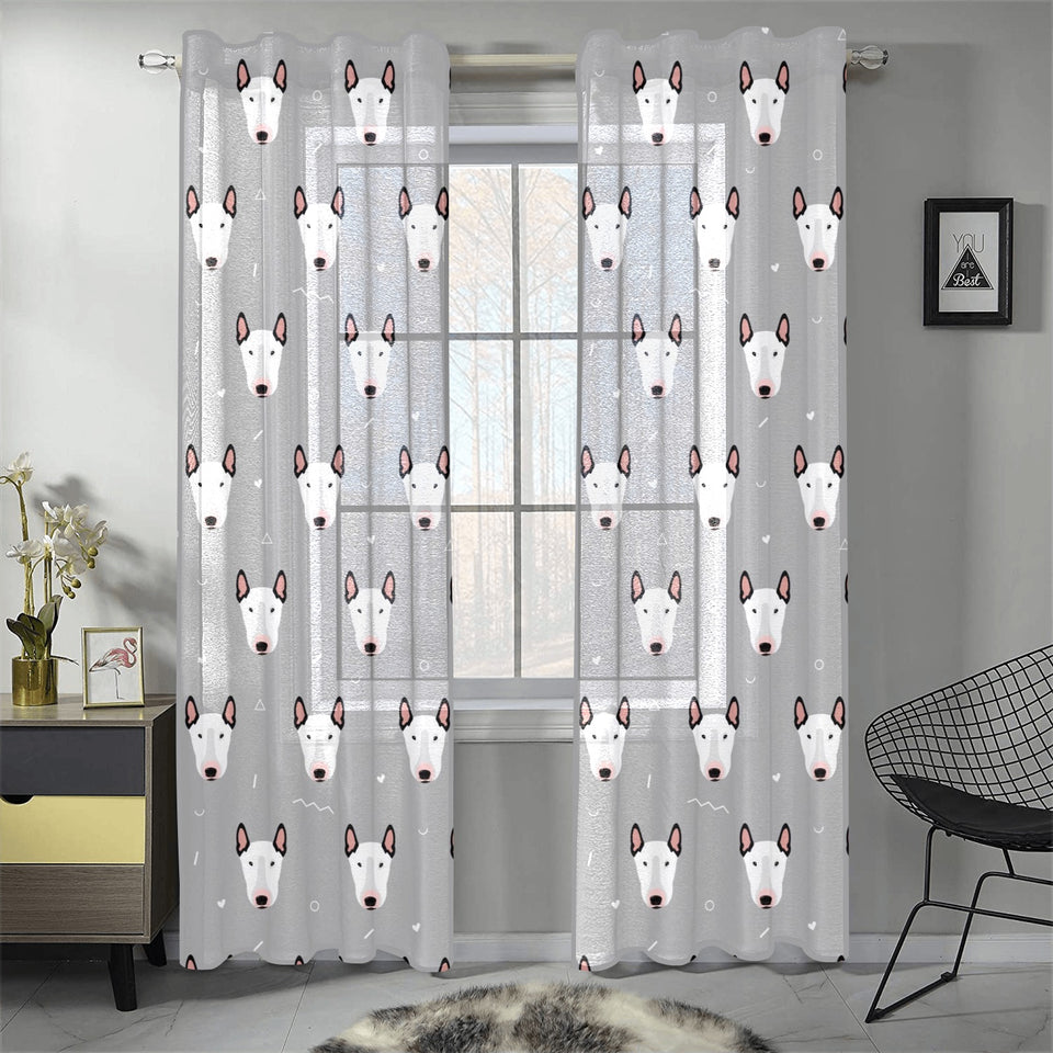 Bull Terrier Pattern Print Design 05 Gauze Curtain