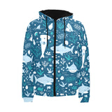 Cute shark pattern Men's Padded Hooded Jacket