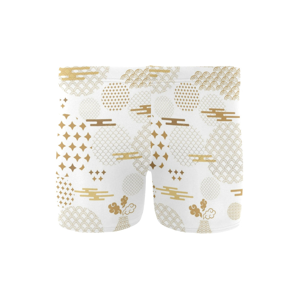 Beautiful gold japanese pattern Men's Swimming Trunks