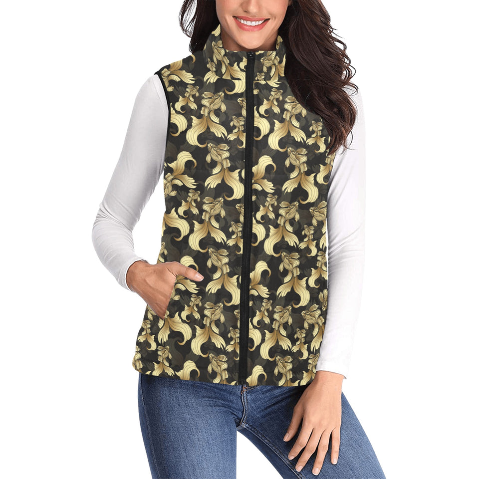 Goldfish Pattern Print Design 01 Women's Padded Vest