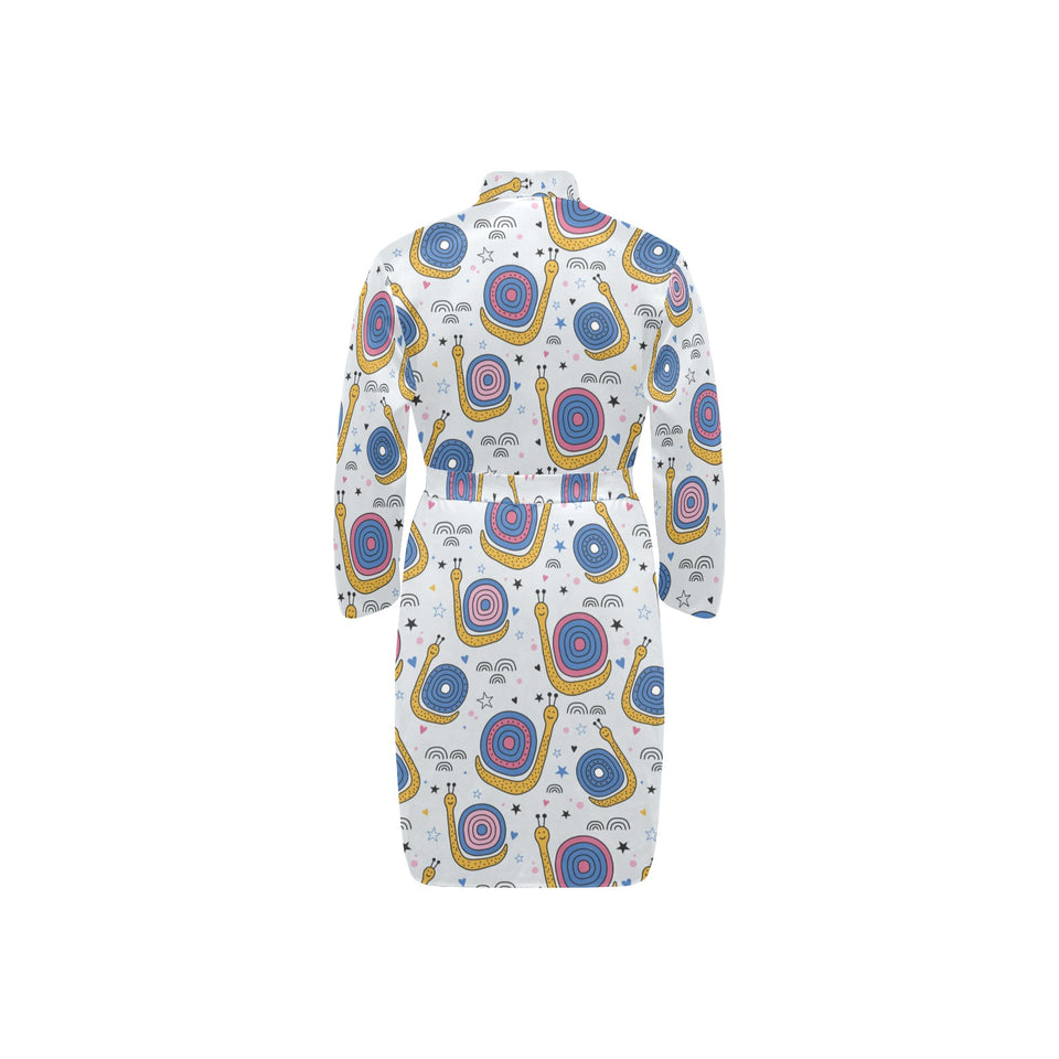 Snail Pattern Print Design 05 Men's Long Sleeve Belted Night Robe