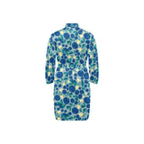 blueberry design pattern Men's Long Sleeve Belted Night Robe