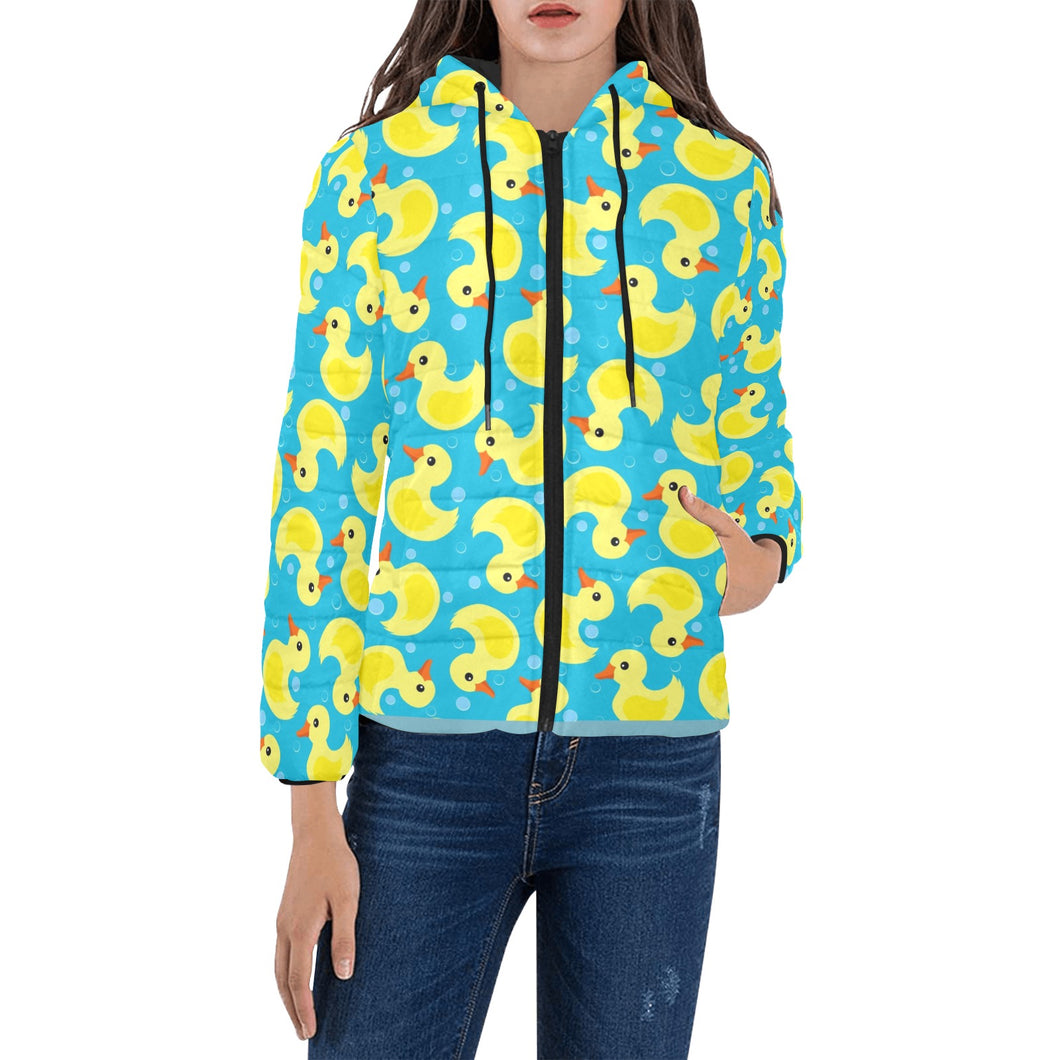 Duck Pattern Print Design 04 Women's Padded Hooded Jacket
