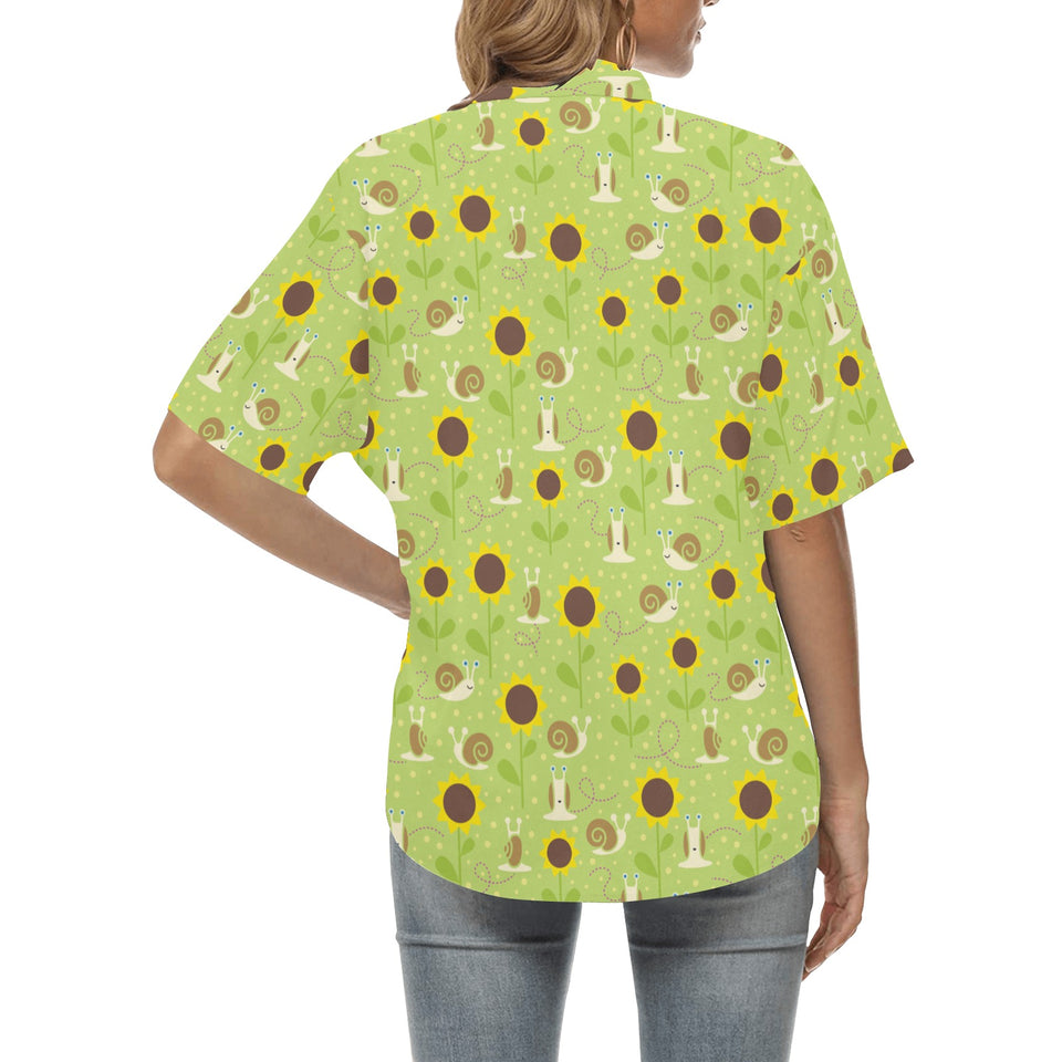 Snail Pattern Print Design 01 Women's All Over Print Hawaiian Shirt