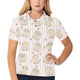 cute owl leaf Women's All Over Print Polo Shirt