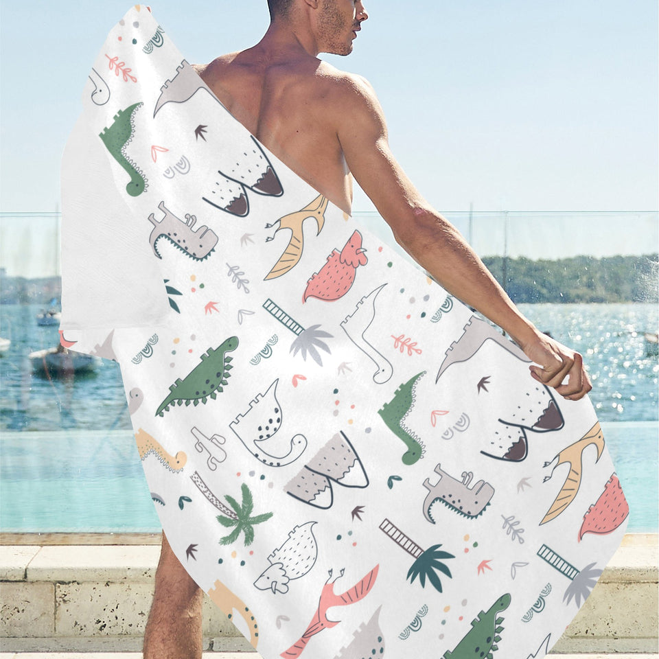 Cute cartoon dinosaurs tree pattern Beach Towel