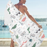 Cute cartoon dinosaurs tree pattern Beach Towel