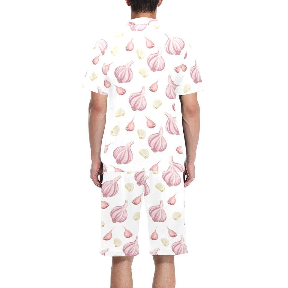 Garlic pattern Men's V-Neck Short Pajama Set