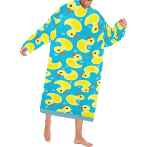 Duck Pattern Print Design 04 Blanket Robe with Sleeves