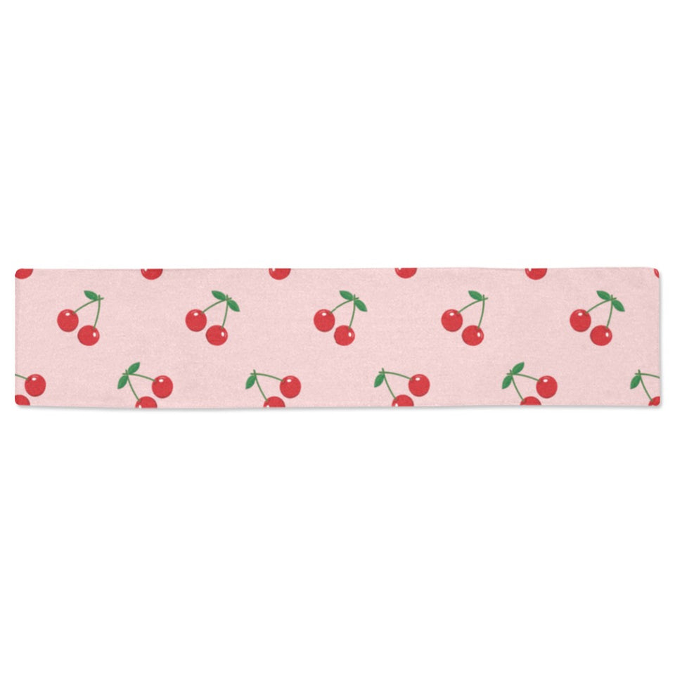 cherry pattern pink background Table Runner