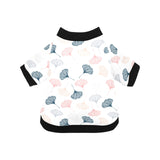 Black Gray Cream coral ginkgo leaves pattern All Over Print Pet Dog Round Neck Fuzzy Shirt