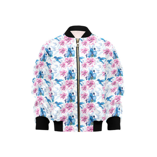 Hummingbird Pattern Print Design 02 Kids' Boys' Girls' Bomber Jacket