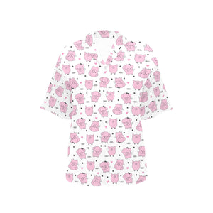 Pig Pattern Print Design 03 Women's All Over Print Hawaiian Shirt