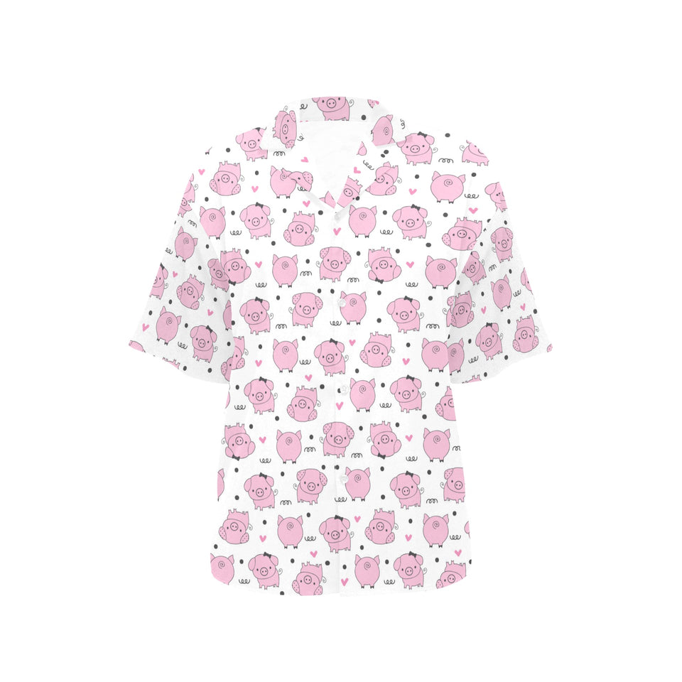 Pig Pattern Print Design 03 Women's All Over Print Hawaiian Shirt