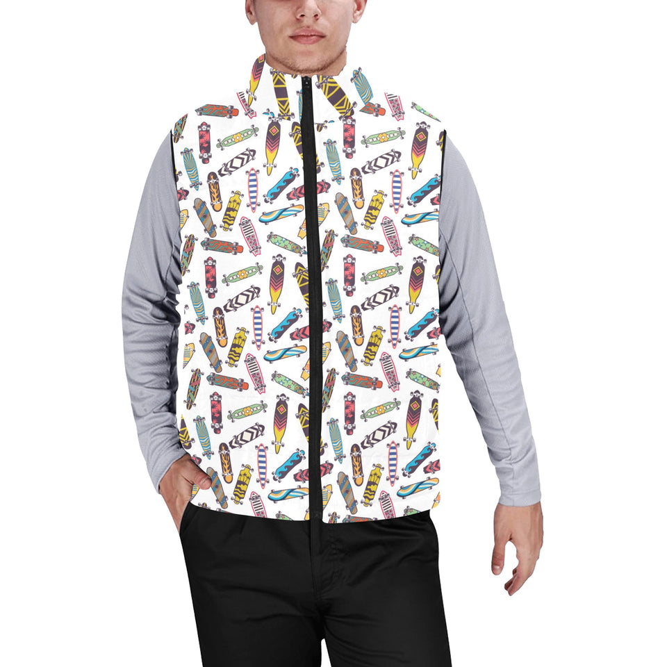 Skate Board Pattern Print Design 05 Men's Padded Vest