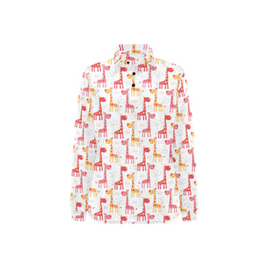 Giraffe Pattern Print Design 03 Women's Long Sleeve Polo Shirt